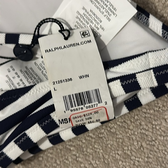 Polo Ralph Lauren navy stripe bikini top Large - Picture 3 of 3